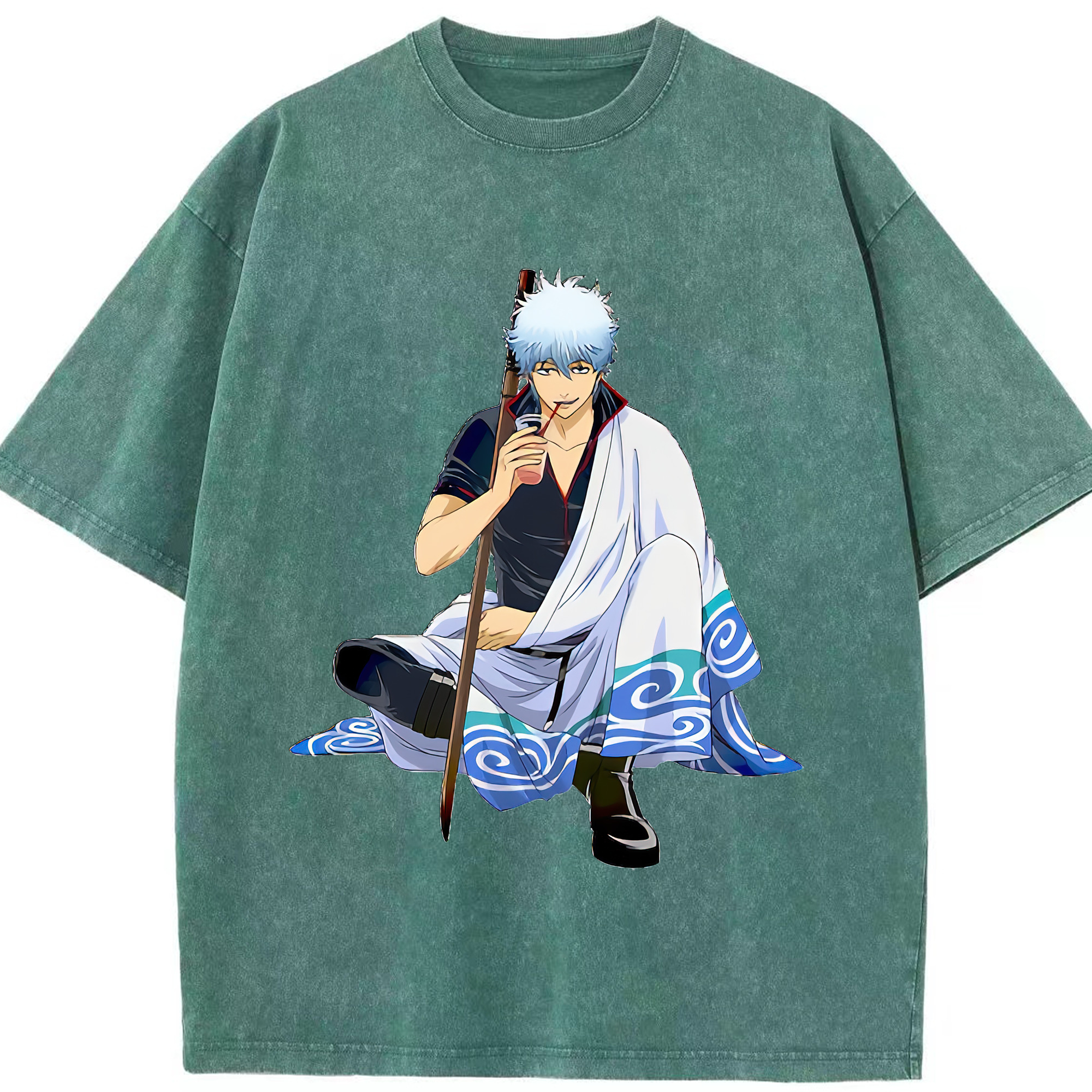 （画像用） ぎんたま 坂田銀時（さかたぎんとき） 神楽 志村新八（しむら しんぱち） GINTAMA Sakata Gintoki Kagura Shimura Shinpachi 綿100% ヴィンテージ風 半袖Tシャツ（フロントプリント）